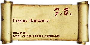 Fogas Barbara névjegykártya